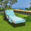 Palm Tree Embroidered Standard Size Chaise Lounge Cover With Side Pockets, Aqua