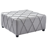 Dwellist - Pisces Ottoman, Silver Linen With Piping Accents and Wood Legs - The Dwellist Pisces contemporary ottoman is an elegant piece sure to enhance the style of any modern household. This beautiful ottoman features a chocolate truffle-like design that resonates sophistication. The Pisces' frame is made of durable wood while the other tufted shell is plushily upholstered. The Pisces is available in your choice of silver linen or grey velvet with exquisite piping accents.