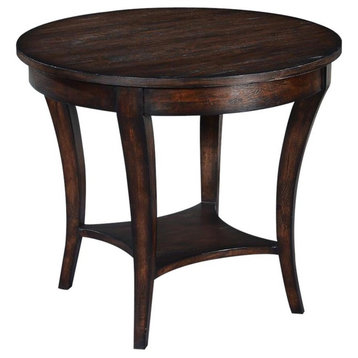 Side Table Ballard Round Mango Solid Wood Dark Rustic Pecan  Lower