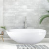 Freestanding solid surface glossy bathtub, overflow, pop-up drain, VA6913-GS