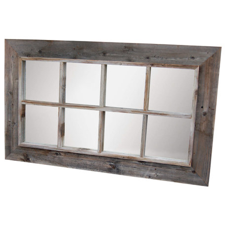 8-Panel Barn Wood Window Pane Mirror, 30x50