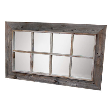 8-Panel Barn Wood Window Pane Mirror, 30x50