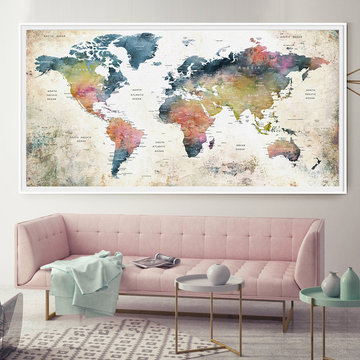World Map Watercolor Print