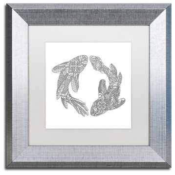 Filippo Cardu 'Koi Fishes' Art, Silver Frame, White Mat, 11x11
