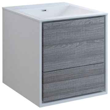Fresca Catania 24" Gloss Ash Gray Wall Hung Cabinet With Integrated Sink