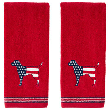 SKL Home Red White Blue Hound Hand Towel, 2-Pack