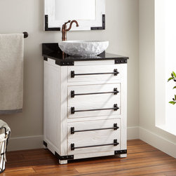 24" BONNER RECLAIMED WOOD VESSEL SINK VANITY - WHITEWASH PINE - Bathroom Vanities And Sink Consoles