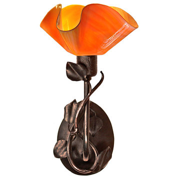Jezebel Radiance Branch Sconce with Magnolia Leaves Glass, Tangerine