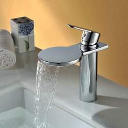 Contemporary Waterfall Bathroom Sink Faucet Chrome Finish T8024 - Bathroom Sink Faucets
