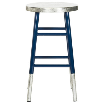 Clemente Silver Dipped Counter Stool set of 2 Navy / Silver