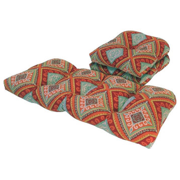 Tempo Outdoor Spanish Tile Red and Orange 3 Piece Cushion Set