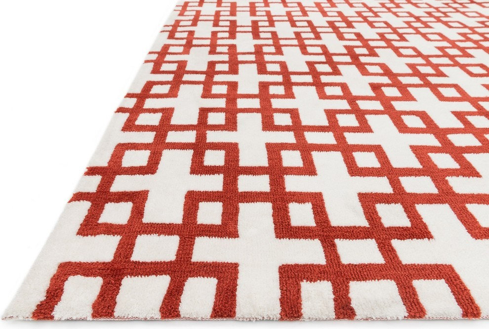 Rust And Ivory Check Rug Plush, Stain & Moisture Resistant, Charlotte Area Rug, Ivory and Rust ...