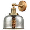 Large Bell 1-Light LED Sconce, Brushed Brass, Glass: Silver Mercury