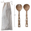 Wood Salad Servers with Twisted Handles, Set of 2 Pieces, Natural