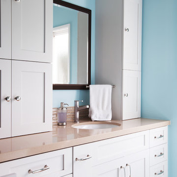 Refreshing Blue & White Master Bathroom Remodel in Torrance, CA.