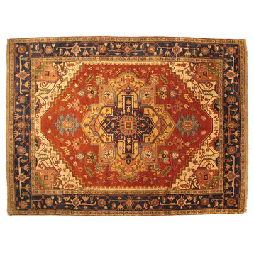 EORC Hand-knotted Wool Rust Traditional Oriental Serapi Rug, Runner 2'6"x8'