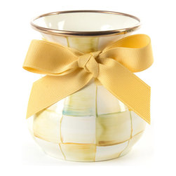 Parchment Check Enamel Vase - Short | MacKenzie-Childs - Products