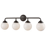 Elk Home - Beckett 4-Light for The Bath, Oil Rubbed Bronze With White Glass - Four light oil rubbed bronze bath vanity with opal white glass. Can be hung with glass facing up or down. Four 60 watt medium base incandescent or led bulb required, not included.