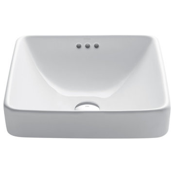 Elavo Ceramic Square Semi-Recessed White Sink
