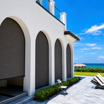 Oceanfront Hurricane Screens on Arched Loggia -- Retractable Storm Protection, B
