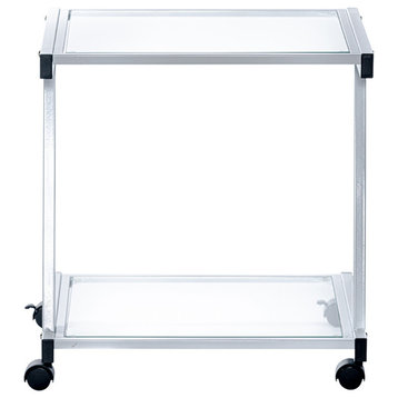 L-Series Printer Cart, White With Clear Glass