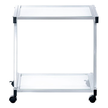 L-Series Printer Cart, White With Clear Glass