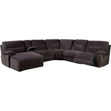 Furniture of America Dantes Transitional Chenille Recliner Sectional in Gray