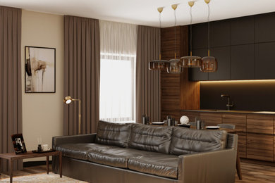 Visualization of the apartment studio kitchen & livingroom
