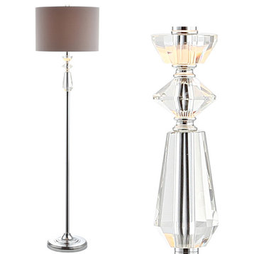 Layla 59.5" Crystal and Metal Floor Lamp, Clear and Chrome