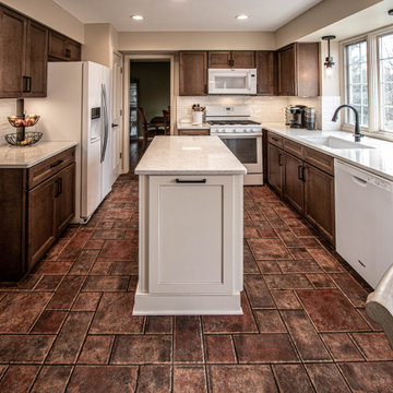 Two Tone Wood and White Kitchen