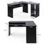 Corner Desk, Chipboard, Sliding Keyboard and 2 Open Shelves, L Shaped, Black