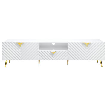 ACME Gaines TV Stand, White High Gloss Finish