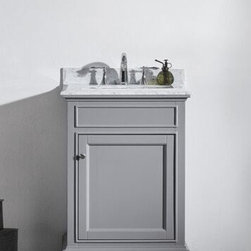 24 inch Gray Bathroom Vanity Set with White Carrera Marble Top - Bathroom Vanities And Sink Consoles