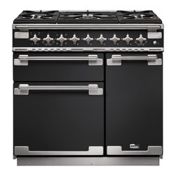 Falcon Elise 90 Dual Fuel in Charcoal Black with brushed nickel trim - Cooktops