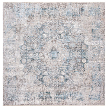 Safavieh Dream Drm410K Vintage Distressed Rug, Gray and Blue, 6'7"x6'7" Square