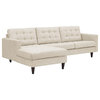 Empress Left-Facing Upholstered Fabric Sectional Sofa, Beige