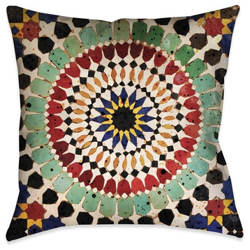 Laural Home Mosaic Tile Outdoor Decorative Pillow, 18"x18"