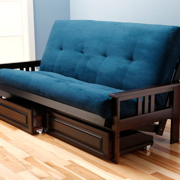 Monterey Frame with Navy Suede Mattress and Storage Drawers