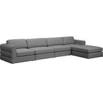 Meridian Furniture - Beckham Linen Textured Fabric 5-Piece Modular L-Shaped Sectional, Grey - Liven up your living space with this Beckham grey durable linen polyester fabric sectional. Its grey color complements any contemporary home decor, while its durable linen and polyester fabric upholstery provides you with a soft and comfortable place to sit. This sectional is modular, so you can create infinite configurations, which are easily attached using the attachment latch underneath. Its linen, wood, and foam construction guarantees stability for years to come.