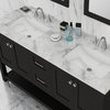 Wilmington 60" Double Bathroom Vanity With Carrera Marble Top, Espresso