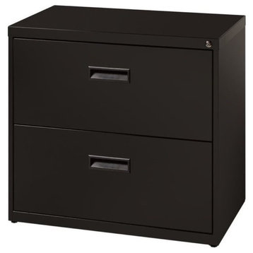 Bowery Hill 2-Drawer Modern Metal Home Office Lateral File Cabinet in Black