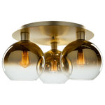 Artcraft Lighting - Morning Mist 3 Light Semi-Flush Mount, Gold - From designer Steven Sabados [S&C], the "Morning Mist Collection" is an instant classic. The glassware is so unique in that the bottom is clear but as you reach the top part of the sphere it is plated with a gold semi transparent mirror. The frame is finished in a matte brass. The black wires are all height adjustable. This series has multiple configurations. Model shown is the 3 light semi flush.