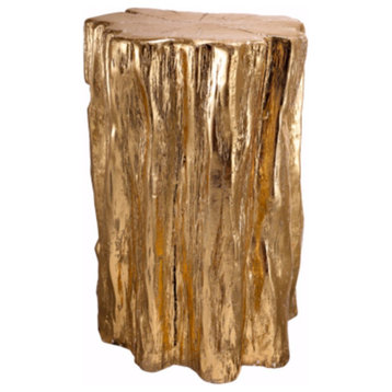 Well Designed Nature Inspired Tree Trunk Stool, Gold