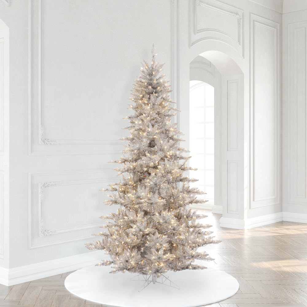 Vickerman Santa Vickerman Christmas Tree, Dura-Lit LED 100 Warm White, Silver, 3'x25 ...