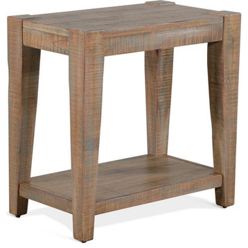 Pemberly Row 25" Modern Mindi Wood Chair Side Table in Weathered Brown