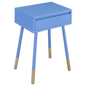 Furniture of America Pegle Contemporary Wood 1-Drawer End Table in Blue