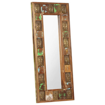 vidaXL Mirror Wall Mirror with Buddha Cladding Hall Mirror Solid Reclaimed Wood