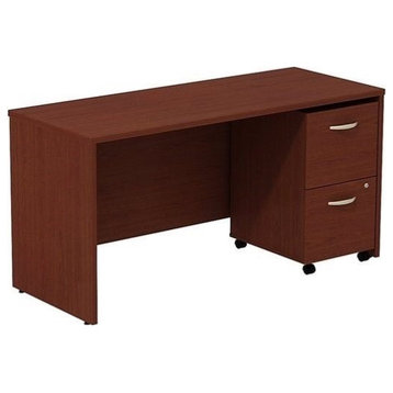 Series C 60" Credenza with Pedestal in Mahogany - Engineered Wood