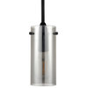 Effimero 1-Light Stem Hung Pendant Lamp, Black With Smoke Glass