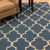 Hand-Tufted Wool Blue Traditional Trellis Moroccan Rug, 5'x7'